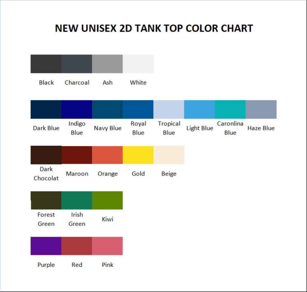 tank top color chart 1 - Fleetwood Mac Merch